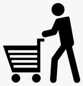Man With Shopping Cart - Person Shopping Cart Icon, HD Png Download, Transparent PNG
