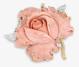 Angel Coral And Gold Rose Brooch - Rose Brooch, HD Png Download, Transparent PNG