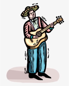 Vector Illustration Of Mexican Musician With Sombrero - Illustration, HD Png Download, Transparent PNG