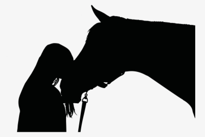Girl And Horse Silhouette Clip Arts - Horse And Human Silhouette, HD Png Download, Transparent PNG