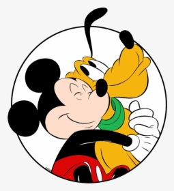 Mickey Hugging Pluto Circle - Mickey Mouse In Circle, HD Png Download, Transparent PNG