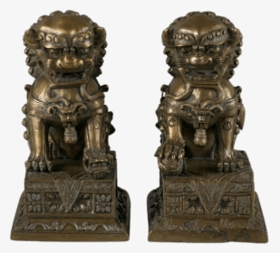 Pair Of Bronze Foo Dogs Clip Arts - Chinese Guardian Lions, HD Png Download, Transparent PNG
