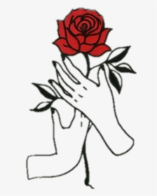Rose Hands Aesthetic Tumblr Draw - Easy Aesthetic Rose Drawing, HD Png Download, Transparent PNG