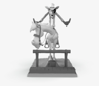 Transparent Jabba The Hutt Png - Lucky Luke Statue Black White, Png Download, Transparent PNG