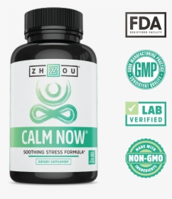 Lab Verified, Non Gmo Calm Now Soothing Stress Formula - Zhou Nutrition, HD Png Download, Transparent PNG