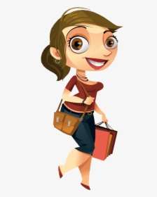Cartoon Pretty With Shopping, HD Png Download, Transparent PNG
