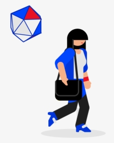 Woman Walking With A Hovering Polyhedron, HD Png Download, Transparent PNG