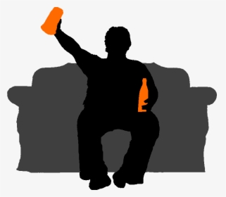Silhouette Of Man Sitting On Grey Sofa With A Bottle - Illustration, HD Png Download, Transparent PNG