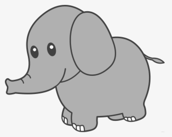 Cute Elephant Animal Free Black White Clipart Images - Elephant Clipart Cute, HD Png Download, Transparent PNG