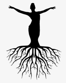 Silhouette Women Tree Yoga Meditation Harmony - Tree With Roots Silhouette Png, Transparent Png, Transparent PNG