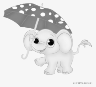 Animal Free Black White - Cute Baby Elephant Clipart, HD Png Download, Transparent PNG