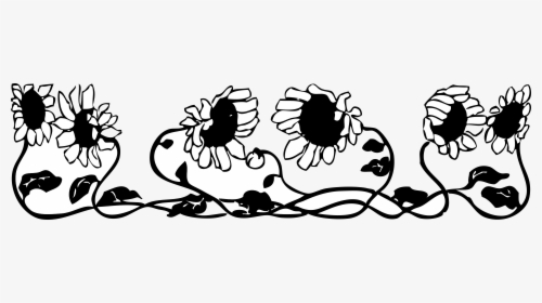Sunflower Black And White Sunflower Border Clipart - Black And White Sunflower Border Clipart, HD Png Download, Transparent PNG