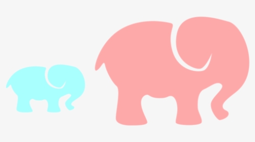 Elephants Svg Mom Baby - Pink And Blue Elephants, HD Png Download, Transparent PNG