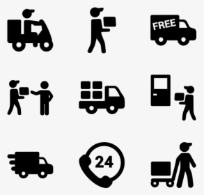 Delivery Trucks, Men And Boxes - Delivery Icon Vector Free, HD Png Download, Transparent PNG