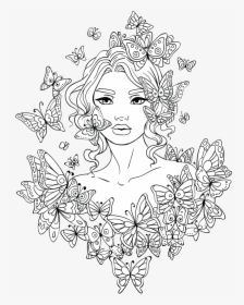 Woman Coloring Pages For Teens - Girl Colouring Pages For Adults, HD Png Download, Transparent PNG