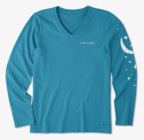 Women S Life Is Good L/s Tee Moon And Stars 55560, HD Png Download, Transparent PNG