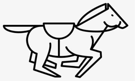 Running Horse With Saddle Strap Outline - Horse, HD Png Download, Transparent PNG