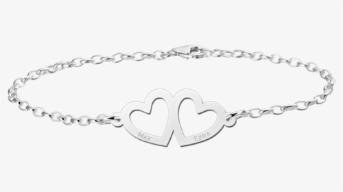 Silver Heart Bracelet With Two Names - Bracelet, HD Png Download, Transparent PNG