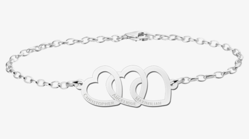 Silver Bracelet With Three Hearts - Armband Mit Gravur Gold, HD Png Download, Transparent PNG