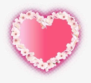 Pink Heart With Flowers Clipart - Hearts And Flowers Png, Transparent Png, Transparent PNG
