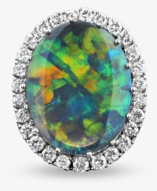 Black Opal And Diamond Ring, - Black Opal In Jewelry, HD Png Download, Transparent PNG