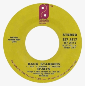 Back Stabbers By O Jays Us Vinyl Single Side-a - Philadelphia International Records, HD Png Download, Transparent PNG