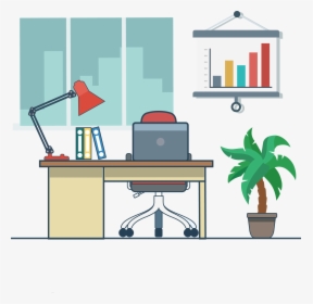 Office Illustration Transprent Png - Clipart Of A Desk Computer, Transparent Png, Transparent PNG