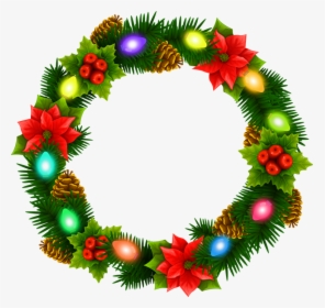 Christmas Lights Wreath, Christmas Garland, Wreath - Transparent Background Christmas Reef Clipart, HD Png Download, Transparent PNG