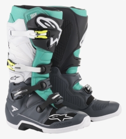 Alpinestars Gray Teal White Tech 7 Off Road Riding, HD Png Download, Transparent PNG