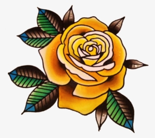 Rose Tattoo Yellow Png Image - Old School Tattoo Png, Transparent Png, Transparent PNG