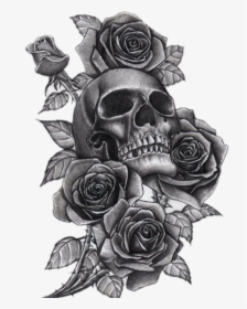 #tattoo - Women's Skull And Roses Tattoo, HD Png Download, Transparent PNG