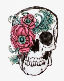 Calavera Flower Sleeve Skull Tattoo Free Clipart Hd - Day Of The Dead Flowers Drawings, HD Png Download, Transparent PNG