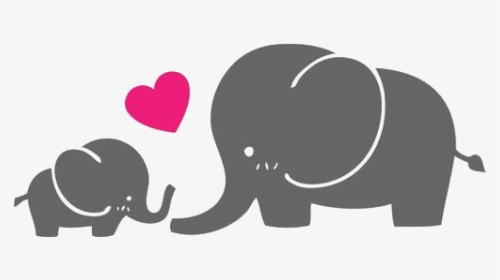 Elephant Parent-child Baby Clipart Cartoon Transparent - Baby And Mom Elephant Clipart, HD Png Download, Transparent PNG