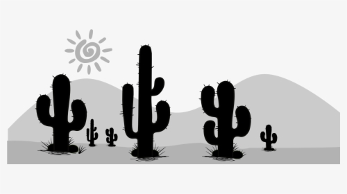 Cactaceae Silhouette Desert Clip Art - Cactus Preto E Branco, HD Png Download, Transparent PNG
