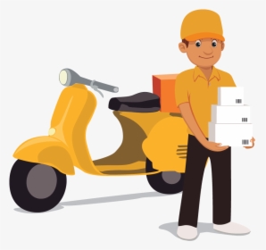 Transparent Motorcycle - Delivery Man Cartoon Png, Png Download, Transparent PNG