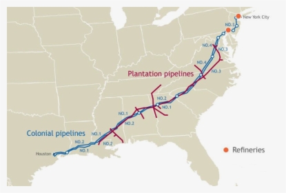 The Plantation Pipeline Transports Gasoline And Other - Colonial And Plantation Pipeline Map, HD Png Download, Transparent PNG