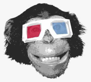 Eye Monkey Chimpanzee Gorilla Orangutan Glasses With - Chimpanzee With 3d Glasses, HD Png Download, Transparent PNG