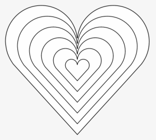 Color Heart Black White Line Art 999px - Rainbow Heart Coloring Page, HD Png Download, Transparent PNG