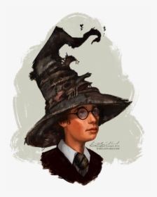 Harry Potter And The Sorting Hat By Kirileonard On - Harry Potter And The Philosopher's Stone Art, HD Png Download, Transparent PNG