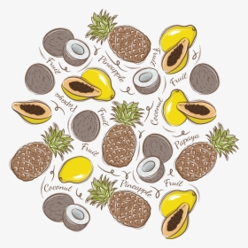 Transparent Papaya Clipart - Pineapples And Coconuts Background, HD Png Download, Transparent PNG