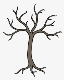 Dead, Black, Simple, Apple, Fall, Fruit, Outline - Tree With No Leaves Drawing, HD Png Download, Transparent PNG