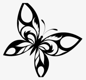 Gothic Clipart Tattoo Border - Butterfly Design Black And White, HD Png Download, Transparent PNG