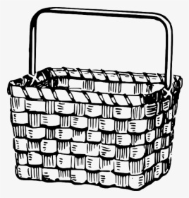 Woven Natural Free Vector - Basket Clipart Black And White, HD Png Download, Transparent PNG