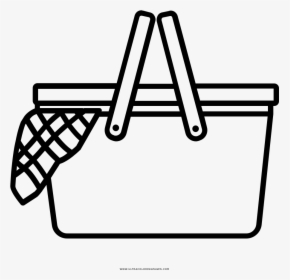 Picnic Basket Coloring Page - Picnic Basket Clipart Black And White, HD Png Download, Transparent PNG