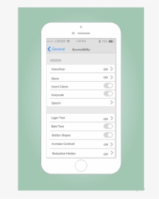 Iphone Accessibility Settings Screen Mockup - Ios Settings Screen Design, HD Png Download, Transparent PNG