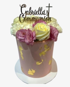 Smooth Buttercream W/ Gold Flakes Floral Double-height - Garden Roses, HD Png Download, Transparent PNG