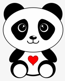 With A Heart Big - Panda Clipart Black And White, HD Png Download, Transparent PNG