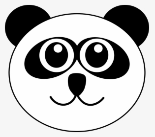 Panda, Bear, Animal, Cute, Cartoon, Face, Head, Smile - Panda Face Clipart Black And White, HD Png Download, Transparent PNG