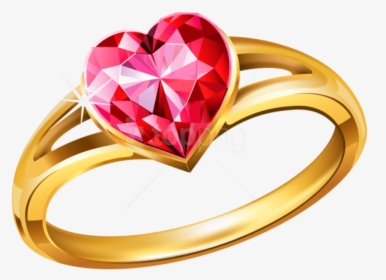 Free Png Download Gold Ring With Pink Diamond Heart - Jewellery Ring Png, Transparent Png, Transparent PNG