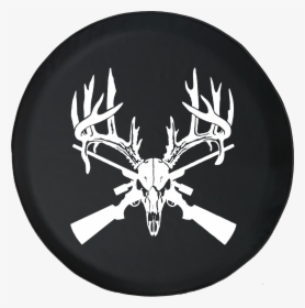 Deer Skull Big Rack Crossed Hunting Rifles - Deer Skull Gun Rifle, HD Png Download, Transparent PNG